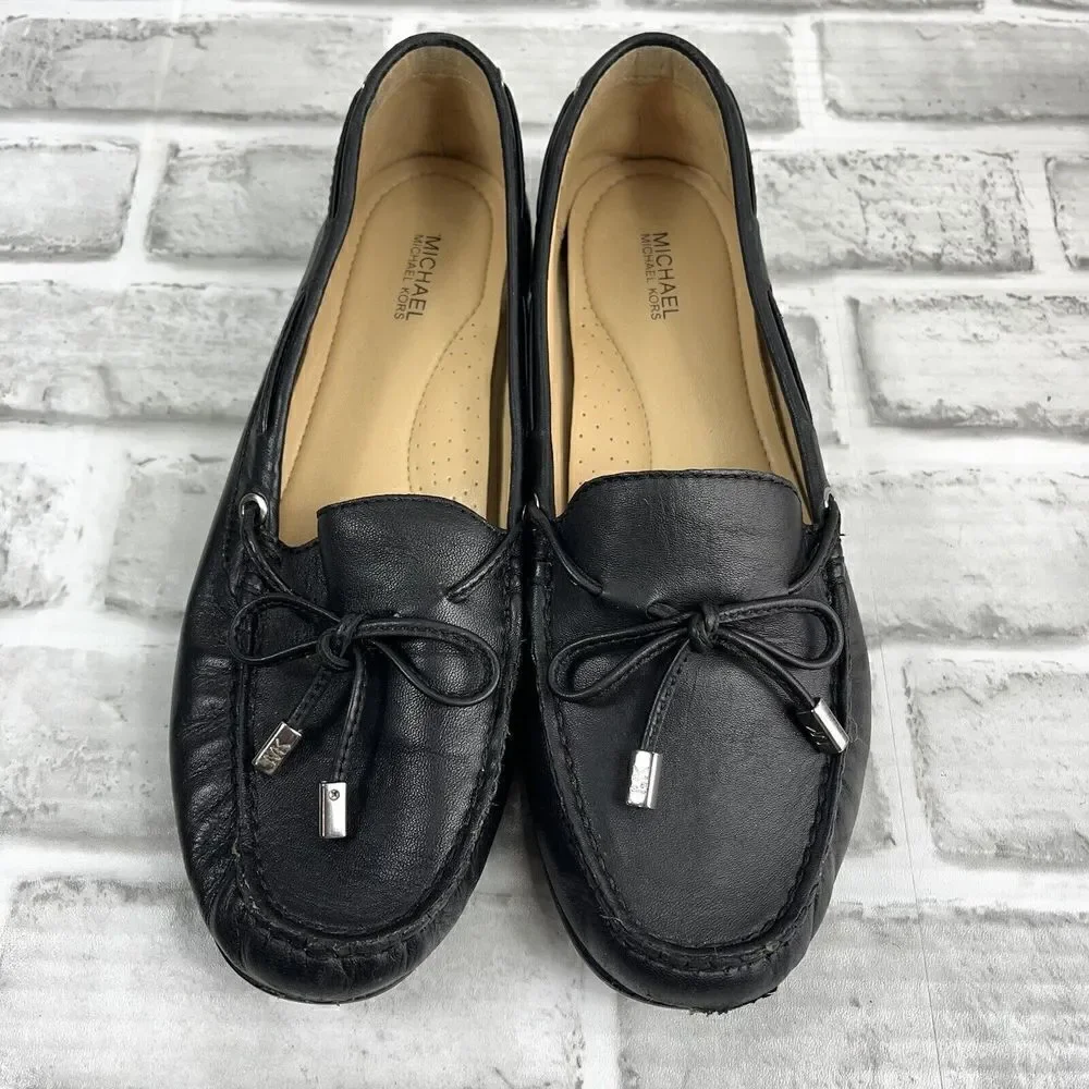 Michael Kors Daisy Women’s Size 8 Black Leather Moccasins Flats Driving Loafers